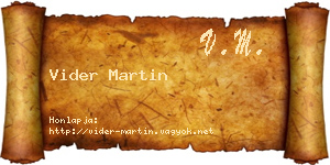 Vider Martin névjegykártya